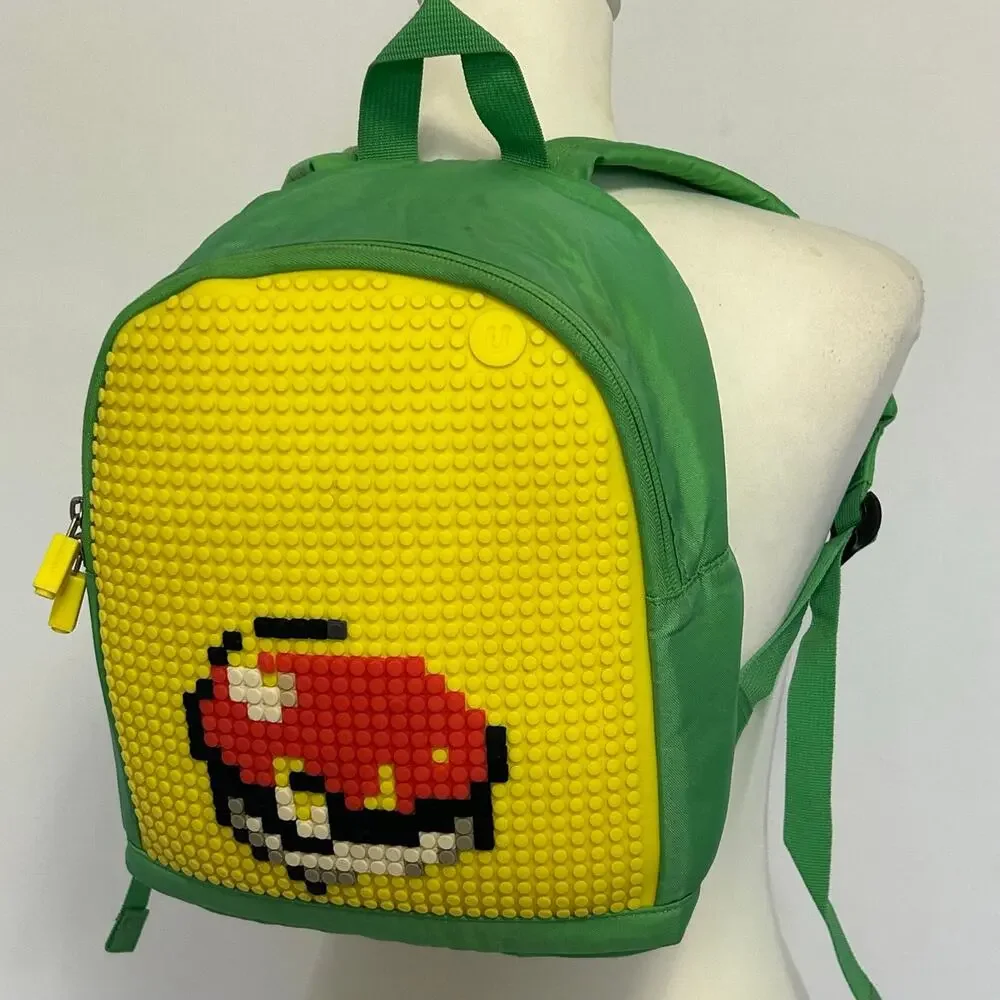 Upixel Pixel Backpack Green Yellow Pokeball Design Buildable Silicone Panel 12